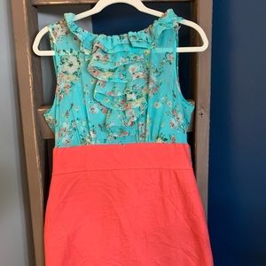Alyx Coral, teal and floral dress